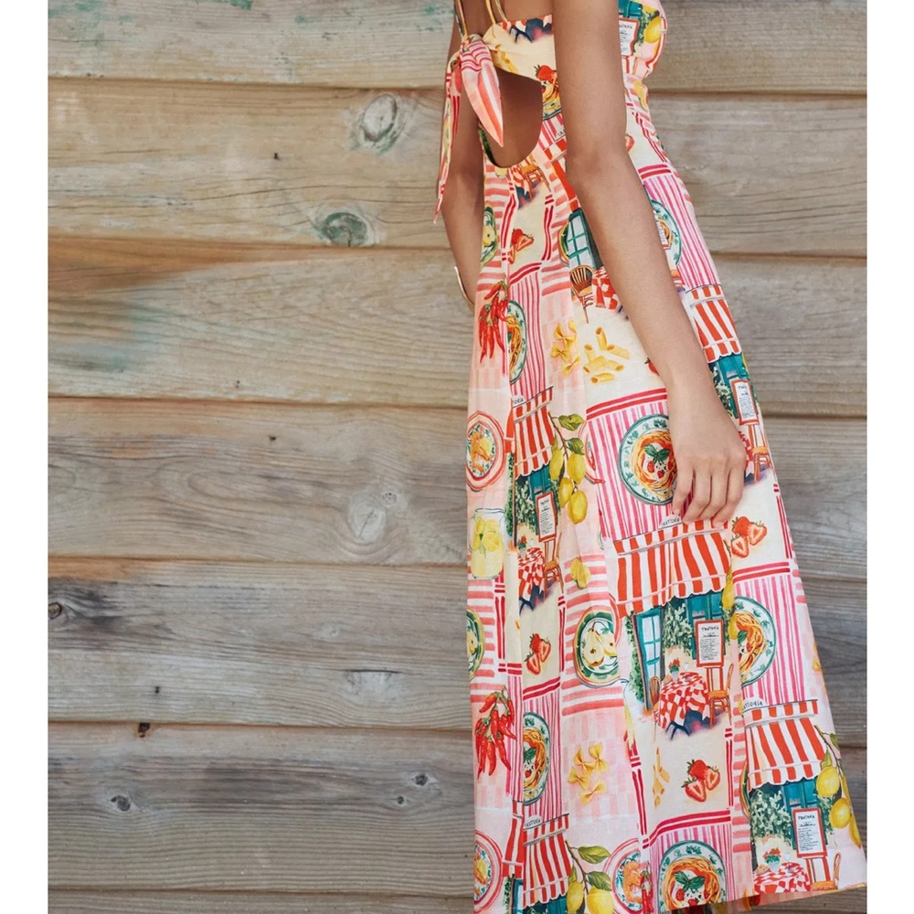 Zara Multicolor Floral Midi Dress linen cotton blend - Picture 4 of 8